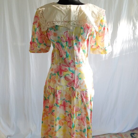 Vintage 80s Tropical Cottagecore Nancy Johnson dress size small - Picture 5 of 8